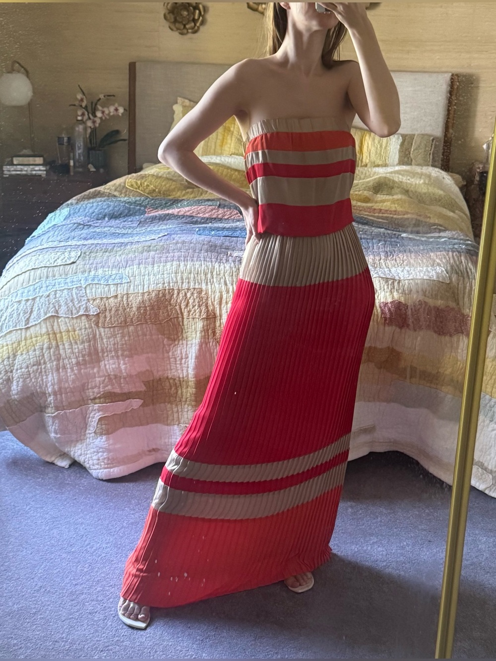 Y2K Cache strapless pleated maxi dress - Picture 2 of 11